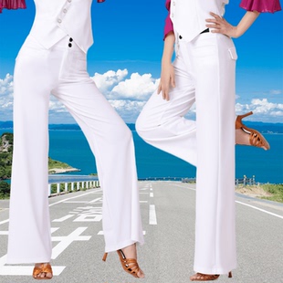 吉特巴广场舞摩登舞蹈高腰阔腿裤舞蹈服拉丁舞交谊舞时尚弹力长裤