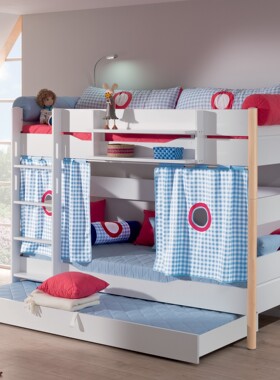 德国进口Paidi桦木腿儿童上下床子母床可睡3人儿童房奢华型婴幼儿