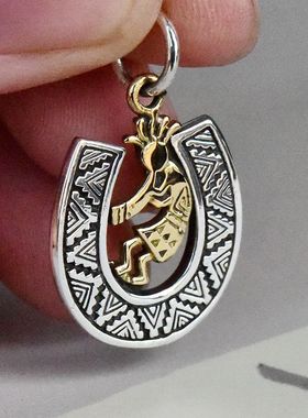 复古印第安马蹄铁泰银吊坠挂件