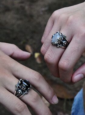 进口女士镶水晶925纯银宫廷戒指