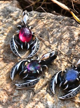 进口男女925纯银镶水晶蝎子吊坠