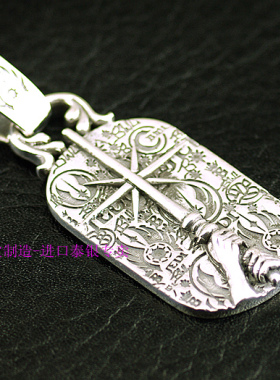 泰国小众纯银吊坠军牌项链挂件