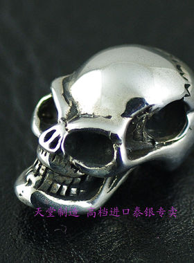 泰国实心纯银立体骷髅头吊坠