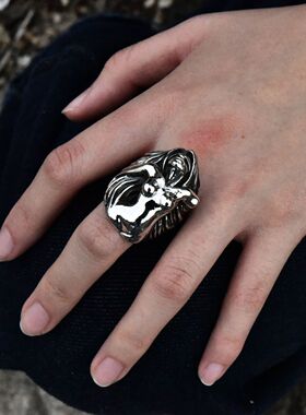 进口男士925纯银朋克罪与罚戒指