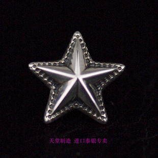 *泰国进口，复古925纯银立体五角星五芒星泰银耳钉