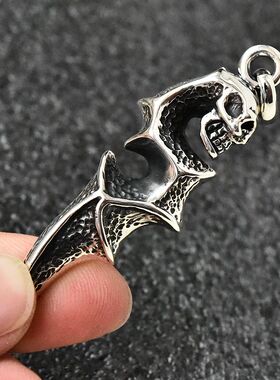 进口男士925纯银恶魔翅膀吊坠