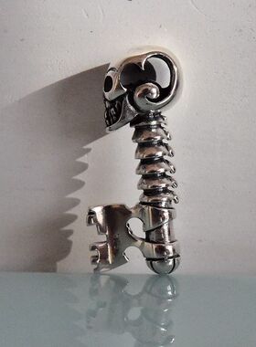 进口男女款925纯银骷髅钥匙吊坠