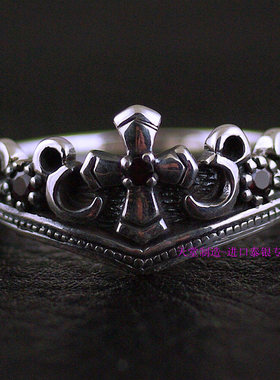 进口925女士925纯银镶钻皇冠戒指