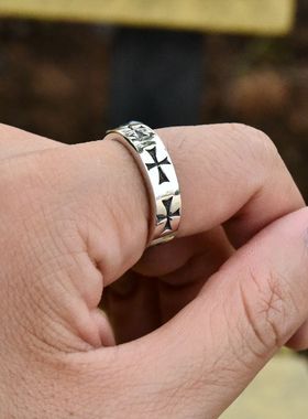 进口男女款925纯银十字花戒指
