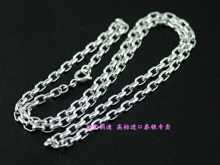 进口意大利简约椭圆环盒子链925纯银男女款欧美百搭项链毛衣链
