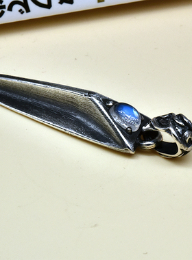 天然月光石箭头泰国男士纯银吊坠