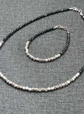 水晶纯银小方块项链同款