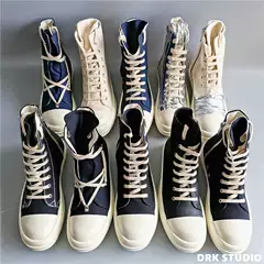 D Brand LAOSHU 19Ss Side Line High-Top Canvas Waxed Fabric Satin Five-Pointed Star Thick-Soled Unisex Couple Shoes