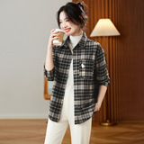 可风各磨毛衬衫58024P95K152单排扣慵懒风百搭休闲上衣，女装衬衫，可风各