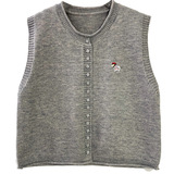 棉茧卡通小狗提花洋气叠穿无袖马甲秋季韩系简约百搭针织衫坎肩，女装马甲，可风各