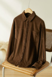 可风各长袖灯芯绒衬衫57085P89K142.4气质洋气百搭双门襟上衣，女装衬衫，可风各