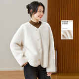 可风各短外套510012P149K238.4羊羔毛圆领外套，女装短外套，可风各