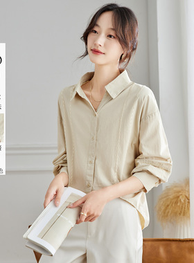 可风各长袖衬衫58013P79K126.4翻领白衬衫女长袖