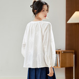 可风各长袖衬衫52181P73K116.8纯棉刺绣上衣宽松休闲衬衣，女装衬衫，可风各