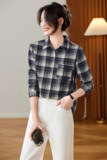 可风各磨毛衬衫59074P108K172.8韩版加厚磨毛格子衬衫，女装衬衫，可风各