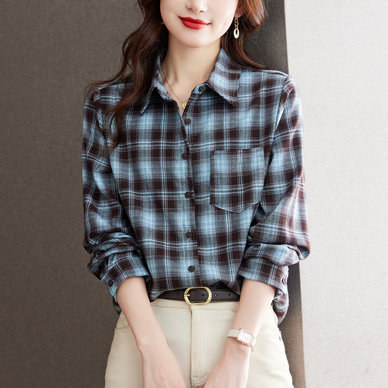 加厚磨毛格子衬衫女士秋冬内搭长袖宽松显瘦休闲衬衣,女装衬衫,可风各 加厚磨毛格子衬衫女士秋冬内搭长袖宽松显瘦休闲衬衣,女装衬衫,可风各