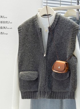 可风各针织马甲510021P66K105.6粗针针织马甲女