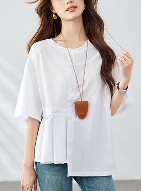 可风各短息T恤54024P79K126.4圆领白衬衫女短袖