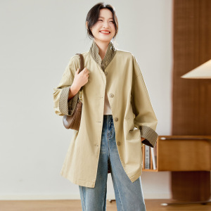 可风各风衣58138P155K248卡其色风衣女中长款，女装风衣，可风各