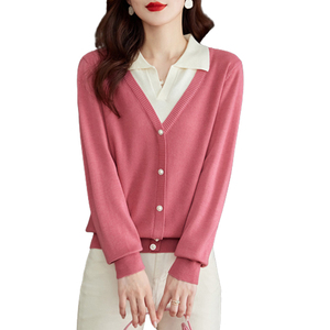 秋季新款假兩件寬松針織衫內(nèi)搭外穿顯瘦打底衫圖片