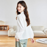 可风各长袖衬衫56024P75K120钩花镂空泡泡袖上衣通勤休闲Ins风，女装衬衫，可风各