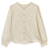 可风各长袖衬衫58031P75K120蕾丝花边圆领衬衫女长袖，女装衬衫，可风各