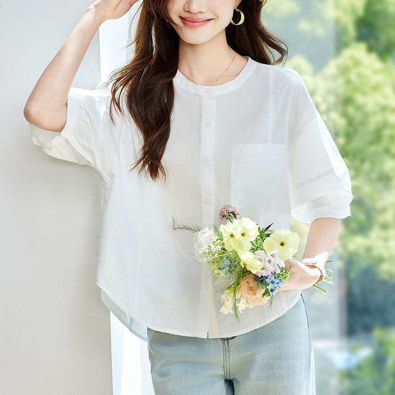 可风各衬衫48020短袖P76K121.6白衬衫女短袖，女装衬衫，可风各