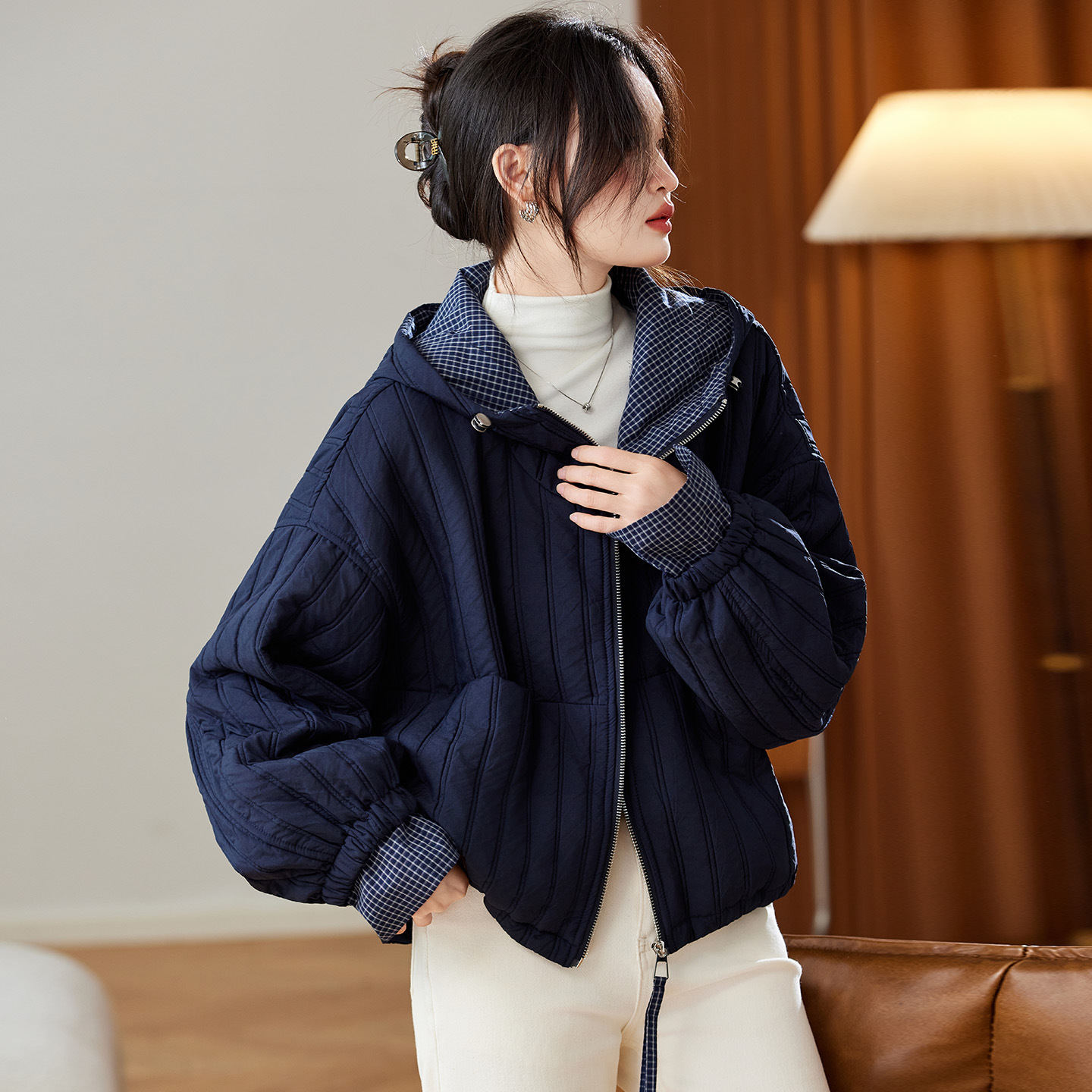 可风各棉衣59040P188K300.8夹棉加厚保暖外套时尚上衣，女装棉衣/棉服，可风各