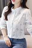2227衬衫加绒保暖刺绣上衣女长袖纯棉木耳领修身打底衫，女装衬衫，可风各