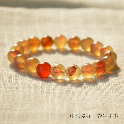 精品西藏血丝老羊角佛珠手串女养肝明目养生玛瑙朱砂手链古风情侣 - 封面