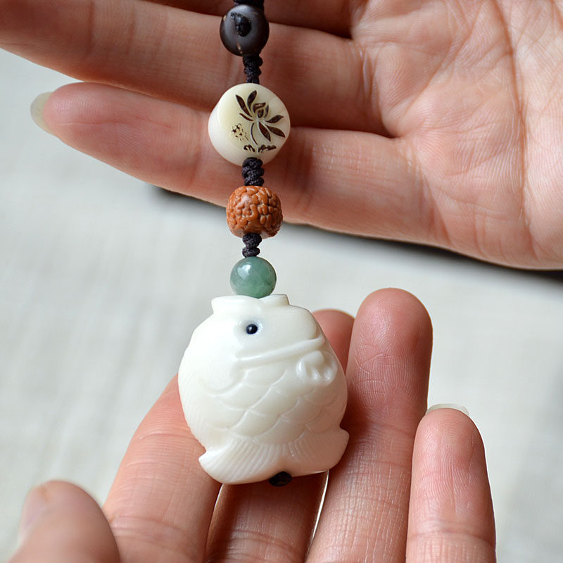 手工原创象牙果年年有余菩提子汽车钥匙扣包挂古风饰品吉祥男女