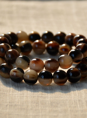 精挑西藏豹纹牦牛角佛珠手串女养肝明目保健养生耗牛角古风手链男