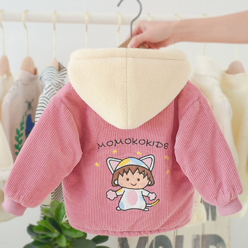 童装女宝宝秋冬季加厚绒卡通棉袄