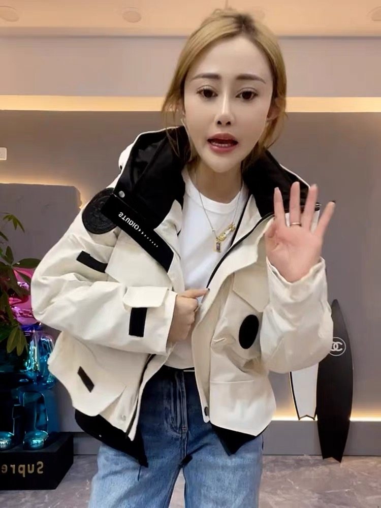 欧货贴标时尚洋气宽松二棉外套女2026春季新款连帽网红夹棉外衣潮,女装/女士精品,短外套,淘宝优惠券,粉丝福利购,淘宝优惠卷