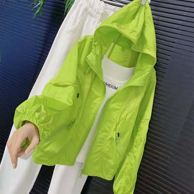 糖果色绿色透气网轻薄防晒衣女潮