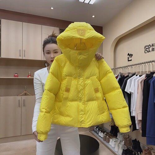 糖果色时尚加厚保暖气质连帽棉服