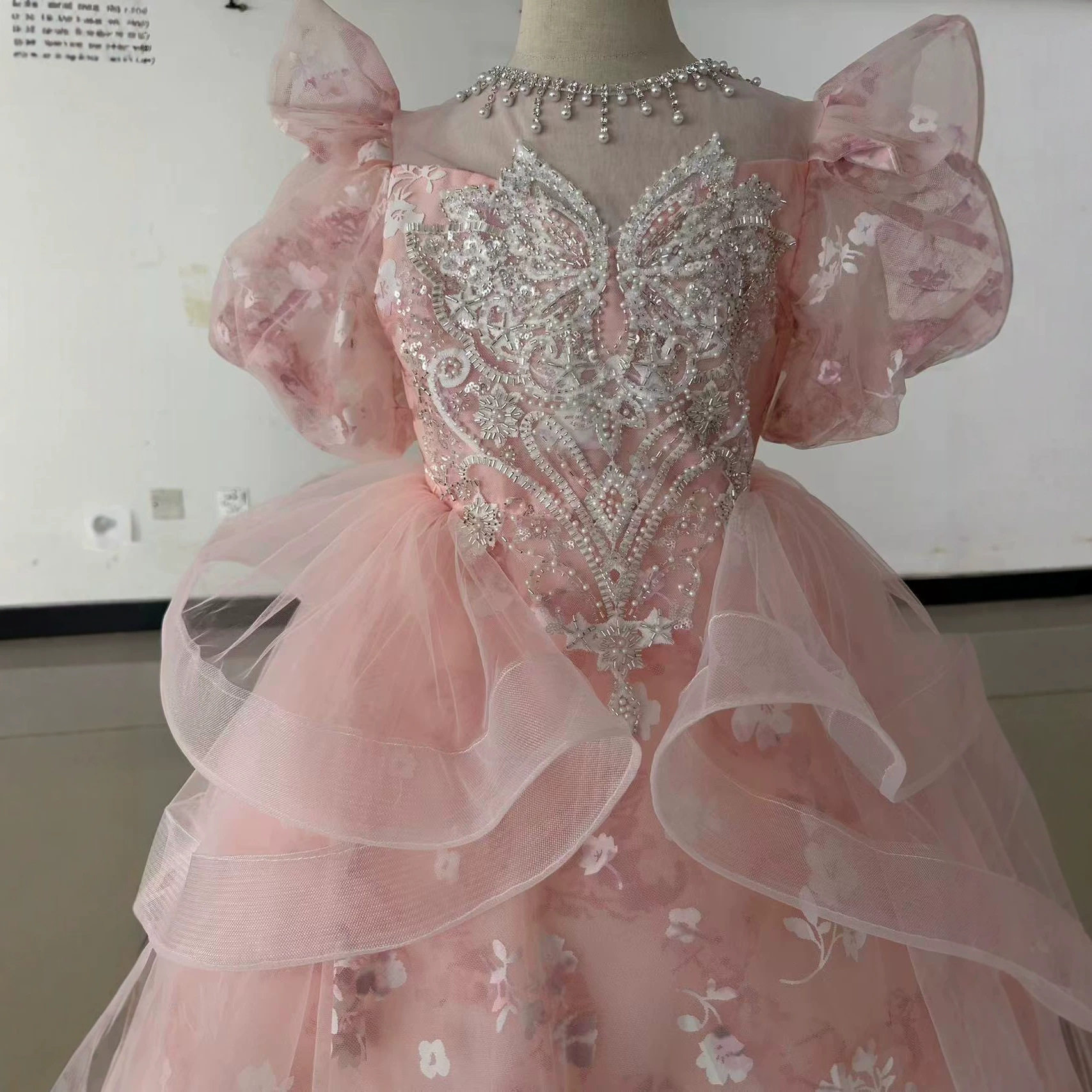 女童礼服生日绝美粉色女孩公主裙儿童高端主持人钢琴演奏演出服夏