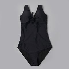 8818外贸女士连体泳衣简约黑色V领成人度假泳装大罩杯聚拢游泳衣