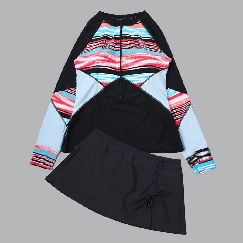 女款长袖拉链防晒泳衣