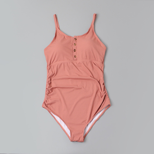 孕妇游泳衣藕色温柔泳装 8818外贸孕妇泳衣女连体泳装 显瘦遮肚大码