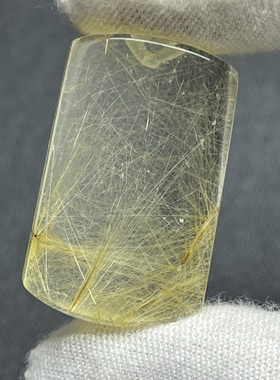 天然水晶金发晶无事牌方牌V孔水晶吊坠发晶效应强 新品时尚饰品坠