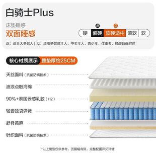 喜临门白骑士Plus天丝面料软垫独袋弹簧黄麻乳胶席梦思卧室床垫