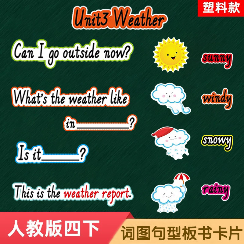 PEP人教版4下英语单词句子卡片