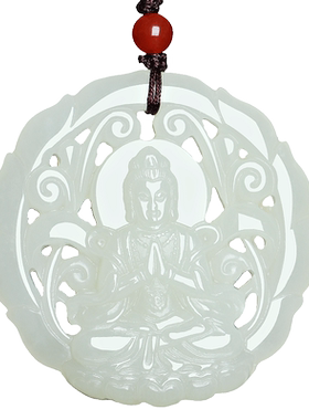 天然新疆和田玉挂件男士观音吊坠