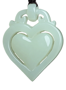 和田玉爱心吊坠心心相印挂件